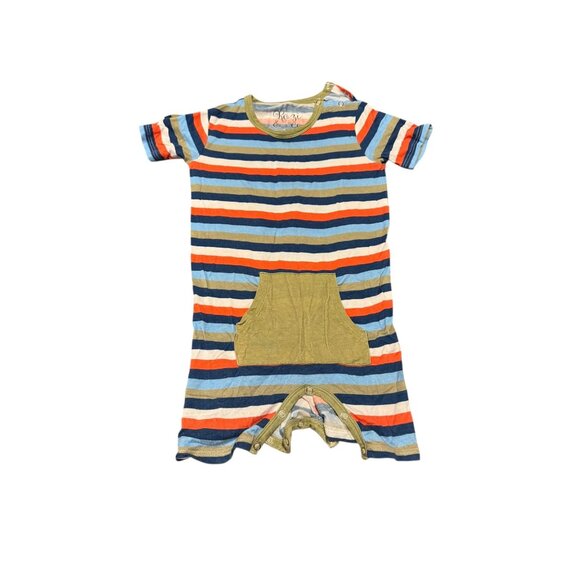 Kozi & Co Baby Romper 2T Striped Short Sleeve Bamboo Outfit With Snap Closures & - Picture 1 of 6